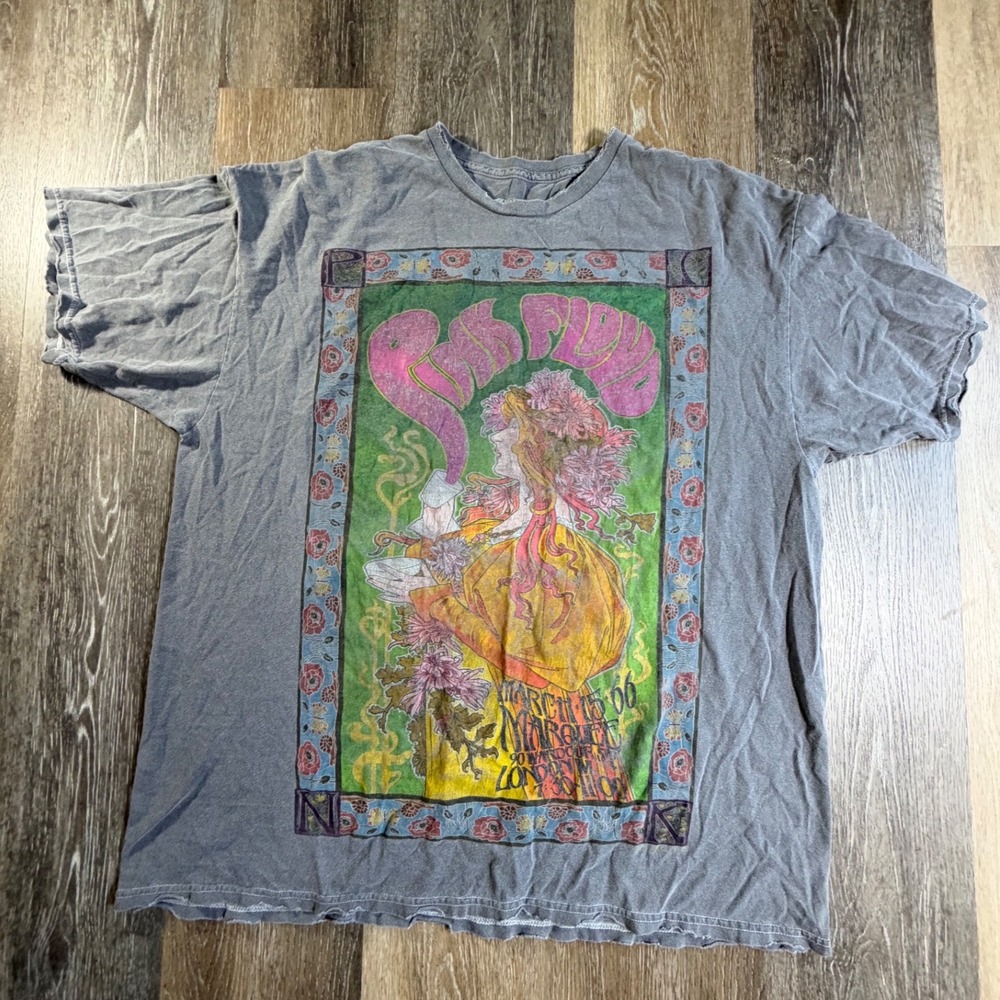 Pink Floyd Graphic T-Shirt Mens XL Gray Distressed Marquee Club 1966 Concert Tee